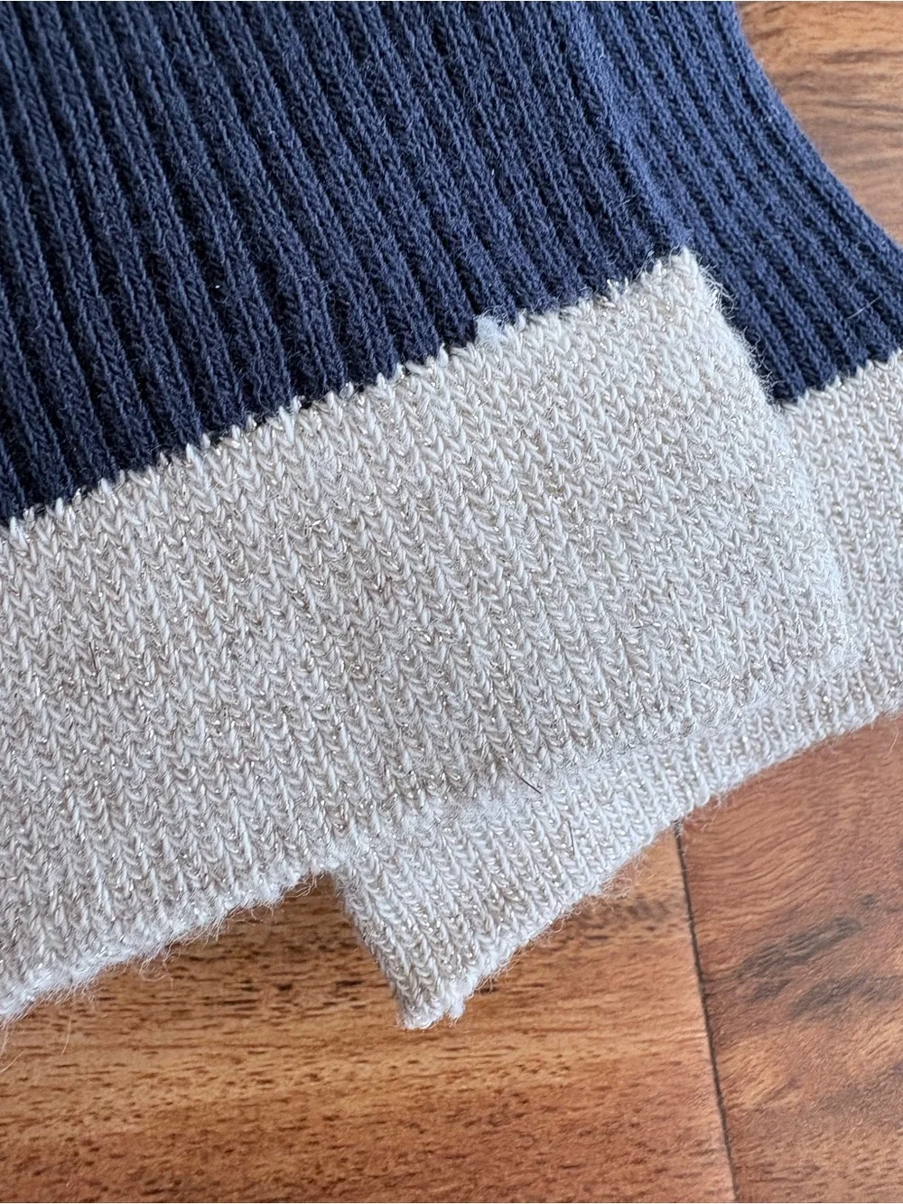 NWT Mini Boden Navy Blue Ribbed Footless Tights Leggings 9 10 Years Gold Trim